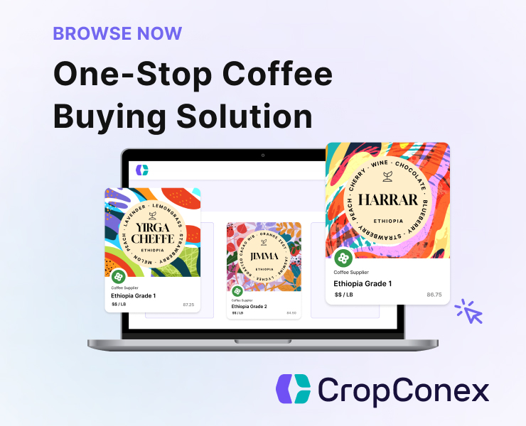 banner advertising one stop coffee buying solution cropconex