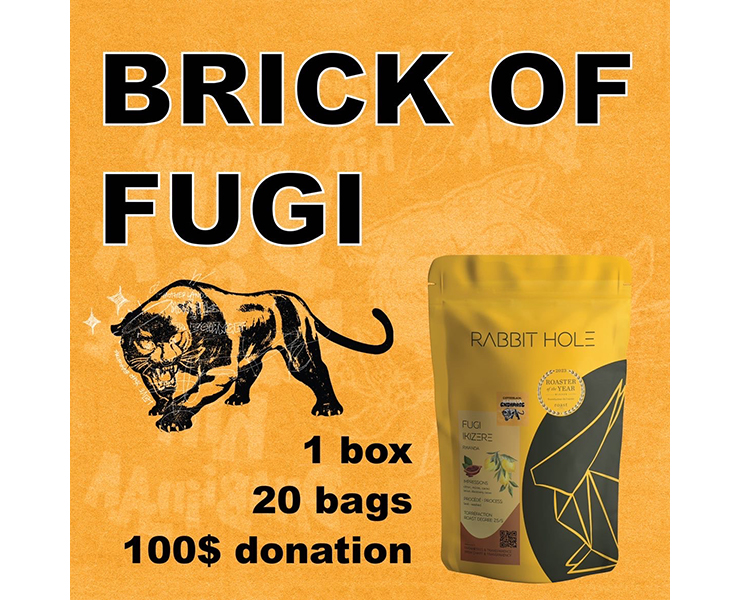 banner advertising cxffeeblack brick of fugi 1 box 20 bags 100 dollar donation